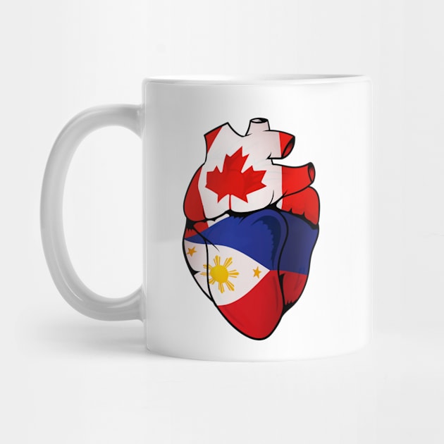 Filipino Canadian Split Anatomical Heart With Flags - Philippines-Canada by Biped Stuff